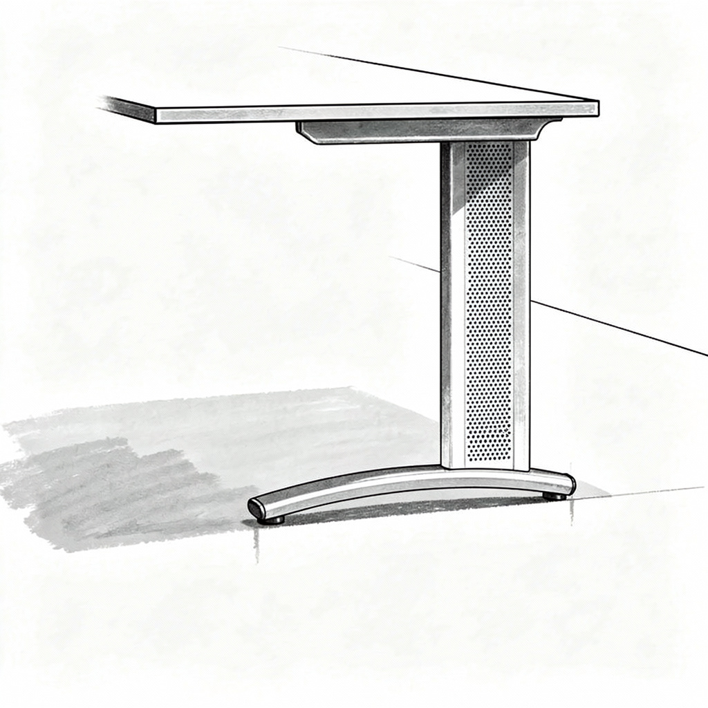 Grey tonal sketch of the same leg, column and curved foot